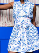 SUE SARTOR Dress Sleeveless SUE SARTOR Flounce Mini | Cerulean Tulip