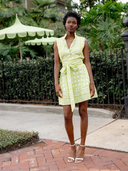 SUE SARTOR Dress Sleeveless SUE SARTOR Flounce Mini | Chartreuse Caning