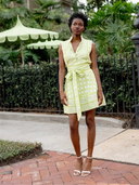 SUE SARTOR Dress Sleeveless SUE SARTOR Flounce Mini | Chartreuse Caning