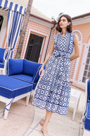 SUE SARTOR Dress Sleeveless SUE SARTOR Flounce | Navy Bamboo