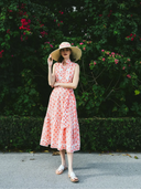 SUE SARTOR Dress Sleeveless SUE SARTOR Flounce | Pink / Coral Scallop Shell