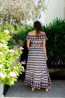 Sue Sartor Dress Sleevless Marais Maxi in Bubble / Navy Ikat