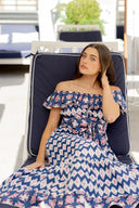 Sue Sartor Dress Sleevless Marais Maxi in Bubble / Navy Ikat