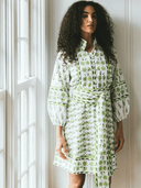 SUE SARTOR Dress SUE SARTOR Flounce Shorty | Chartreuse/Sage Provence