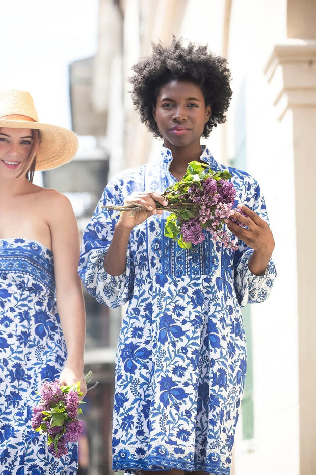 Sue Sartor Dress Sue Sartor | Flounce Shorty in Lazuli / White Iris Daisy Print