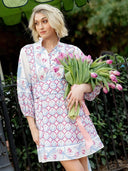 SUE SARTOR Dress SUE SARTOR Flounce Shorty | Pale Pink/Sky Tulip