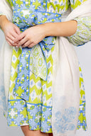 SUE SARTOR Dress SUE SARTOR Flounce Shorty | Sky/Kiwi Ikat