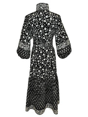 Sue Sartor Dress Sue Sartor | Paloma Flounce Dress in Black / Ivory Paisley Print