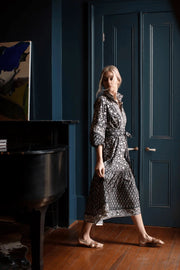 Sue Sartor Dress Sue Sartor | Paloma Flounce Dress in Black / Ivory Paisley Print