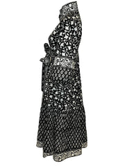 Sue Sartor Dress Sue Sartor | Paloma Flounce Dress in Black / Ivory Paisley Print