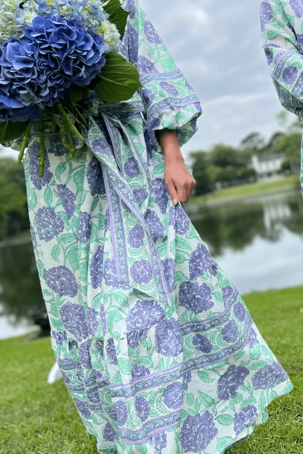 Sue Sartor Dress Sue Sartor | Paloma Flounce Dress in Nikki Hydrangea Print