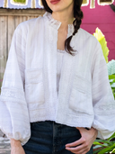 SUE SARTOR Jacket Blouson Jacket | White Cotton Floral Lace