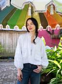 SUE SARTOR Jacket Blouson Jacket | White Cotton Floral Lace