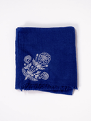 SUE SARTOR Shawl Navy Cashmere Shawl | Navy with Ivory Embroidery