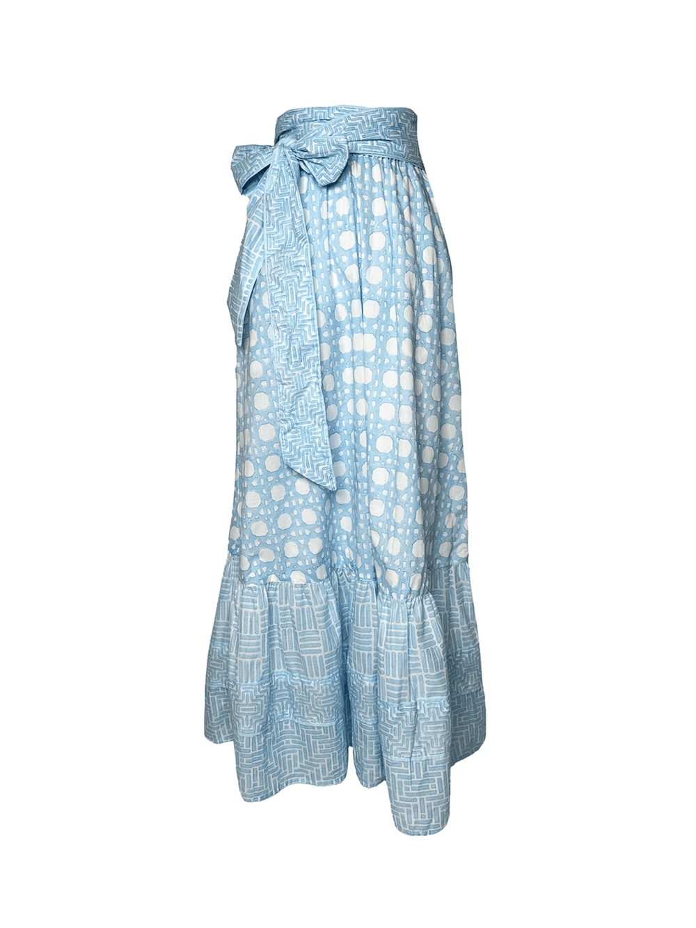 Sue Sartor Skirt Sue Sartor Flounce Skirt in Baby Blue Caning