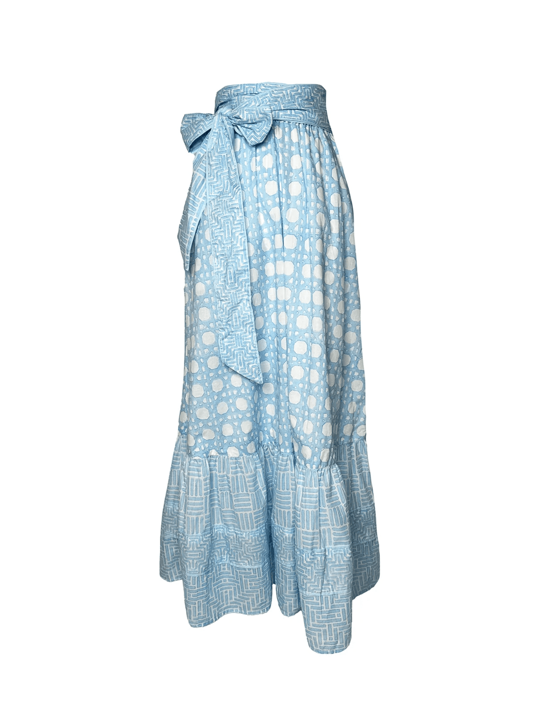 Sue Sartor Skirt Sue Sartor Flounce Skirt in Baby Blue Caning
