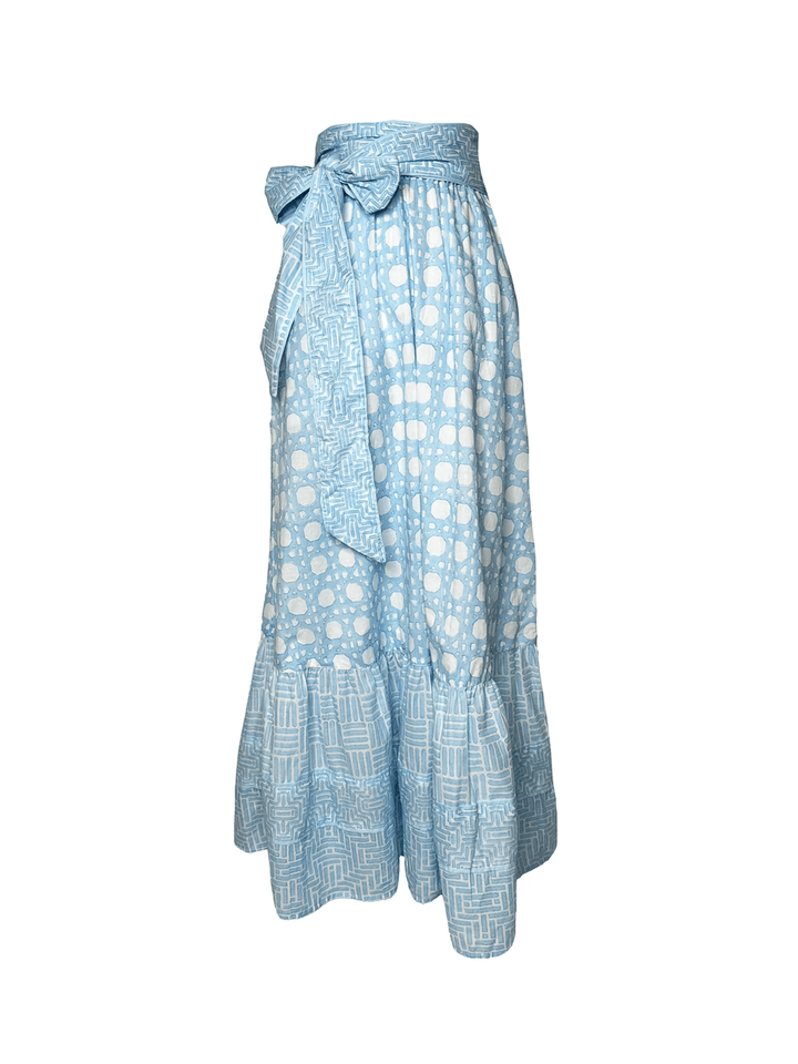 Sue Sartor Skirt Sue Sartor Flounce Skirt in Baby Blue Caning