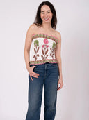 SUE SARTOR Top Strapless Bandeau Top | Pink/Peridot Dahlia