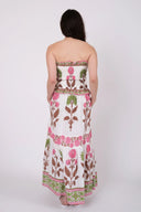 SUE SARTOR Top Strapless Bandeau Top | Pink/Peridot Dahlia