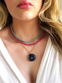 The Silver Wren Necklace Blue Lapis Gemstone Shell Pendant Necklace