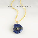 The Silver Wren Necklace Blue Lapis Gemstone Shell Pendant Necklace