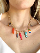 The Silver Wren Necklace Colorful Fish Charm Necklace