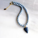 The Silver Wren Necklace Denim Heart Beaded Necklace