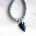The Silver Wren Necklace Denim Heart Beaded Necklace