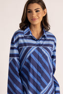 Thomas & Lourdes Dress Parker Dress in Blue Geo Stripe