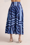 Thomas & Lourdes Skirt Edith Skirt in Blue Geo Stripe