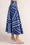 Thomas & Lourdes Skirt Edith Skirt in Blue Geo Stripe