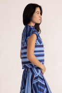 Thomas & Lourdes Top Sadie Top in Blue Geo Stripe