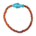 Twine & Twig Bracelet Brown w/ Turquoise Fish Simple Seed Bracelet