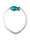 Twine & Twig Bracelet Clear w/ Aqua Fish Simple Seed Bracelet
