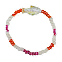 Twine & Twig Bracelet Pink + Orange Fish Simple Seed Bracelet