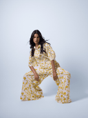 Verandah Pants Flared Pants in Yellow Sapphire and Wisteria