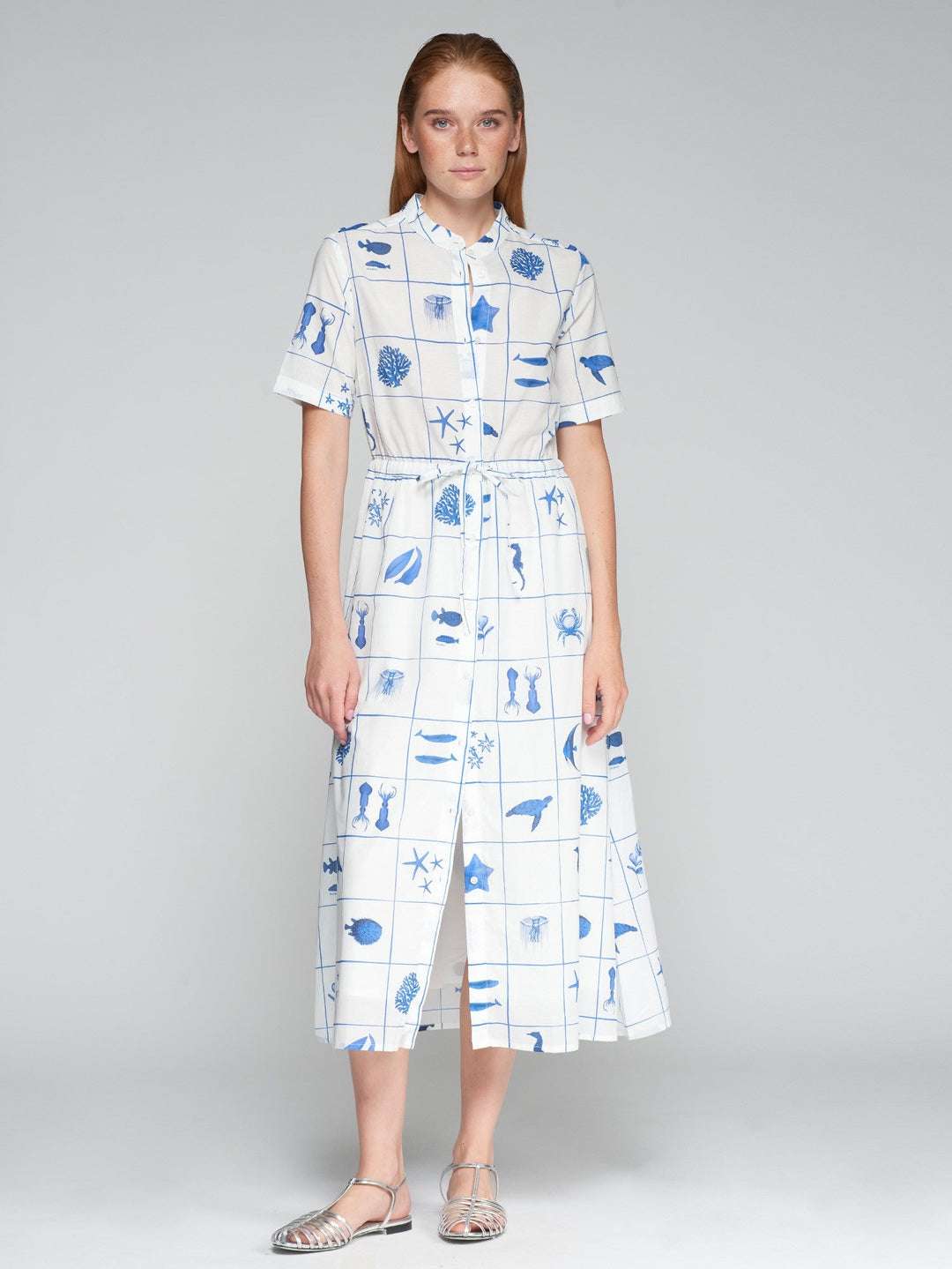 Vilagallo Dress Aroa Dress in White Marine