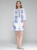 Vilagallo Dress Diletta Kaftan in Lino Blanco