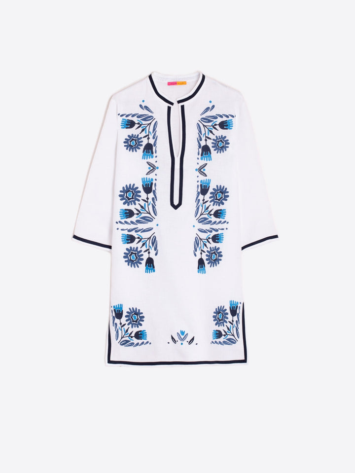 Vilagallo Dress Diletta Kaftan in Lino Blanco