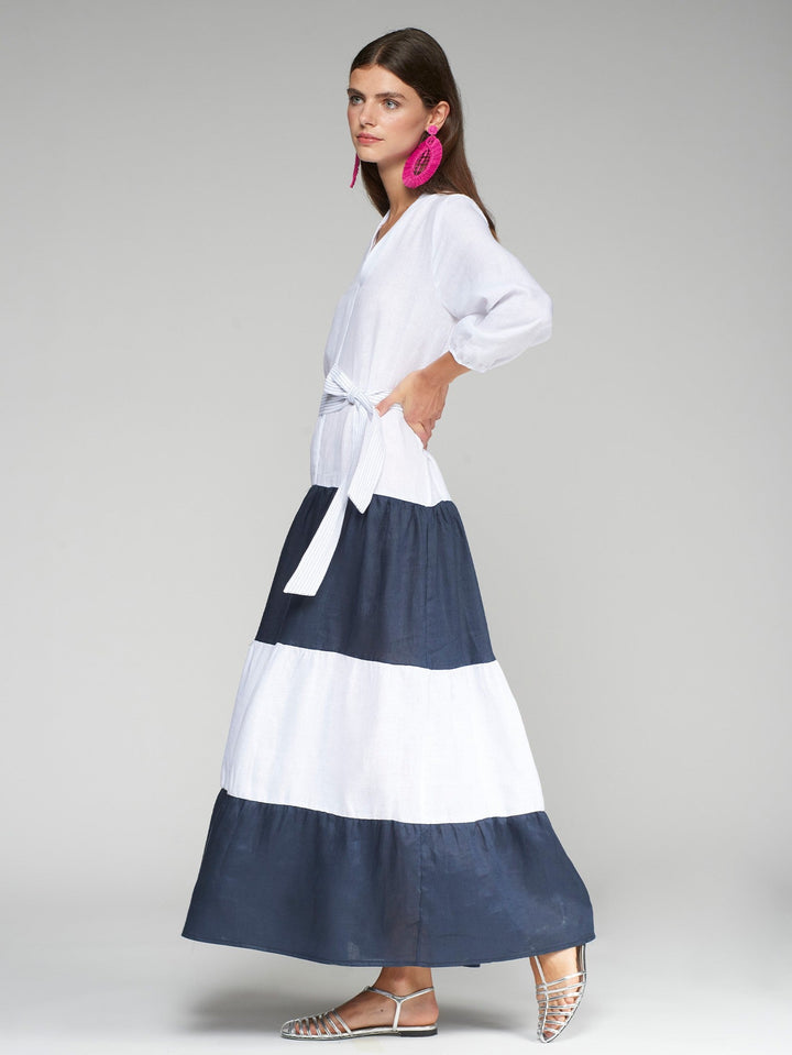 Vilagallo Dress Flora Dress in Lino Blanco