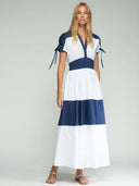 Vilagallo Dress Navy and White Striped Dress
