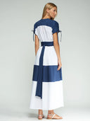 Vilagallo Dress Navy and White Striped Dress