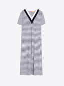 Vilagallo Dress Navy Striped Long Dress