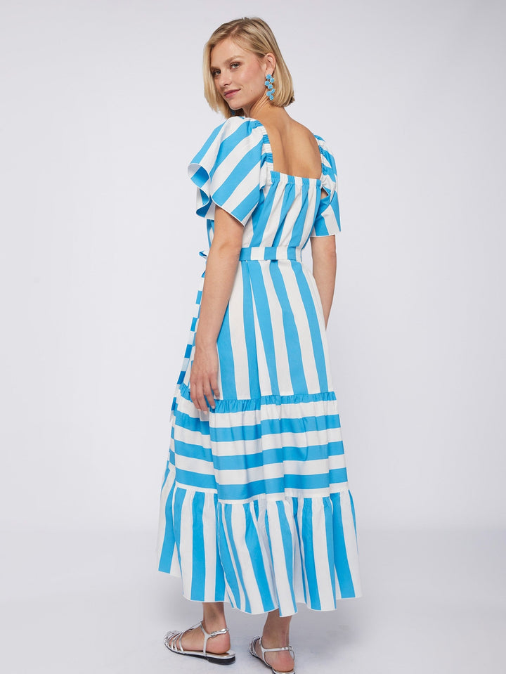 Vilagallo Dress Palmira Dress in Turquoise Stripe