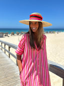 Vilagallo Dress Pink Striped Shirt Dress