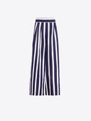 Vilagallo Pants Navy Striped Pleated Pants