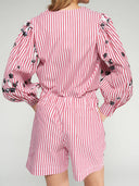 Vilagallo Pants Red Striped Flower and Sequin Shorts