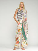Vilagallo Pants Wide Leg Linen Floral Pants