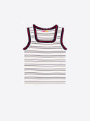 Vilagallo Top Navy & Red Ruffled Striped Top