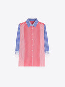 Vilagallo Top Red & Blue Striped Shirt with Lace Cuffs